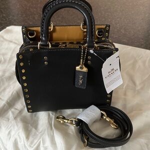 NWT Coach Black Rogue 17 Mini Bag with Gold Accents